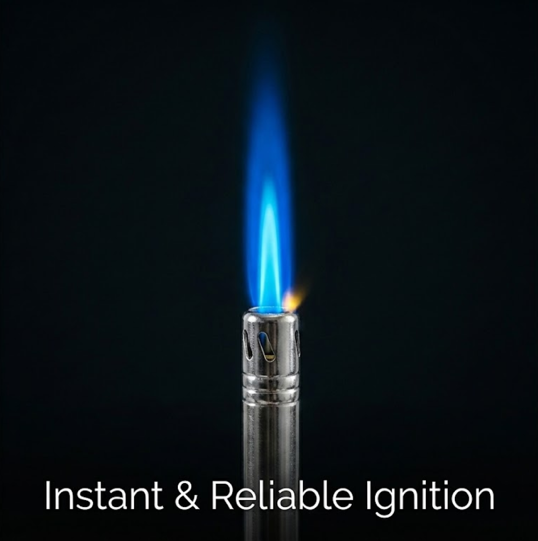 ChefArmor stainless steel gas lighter front view.