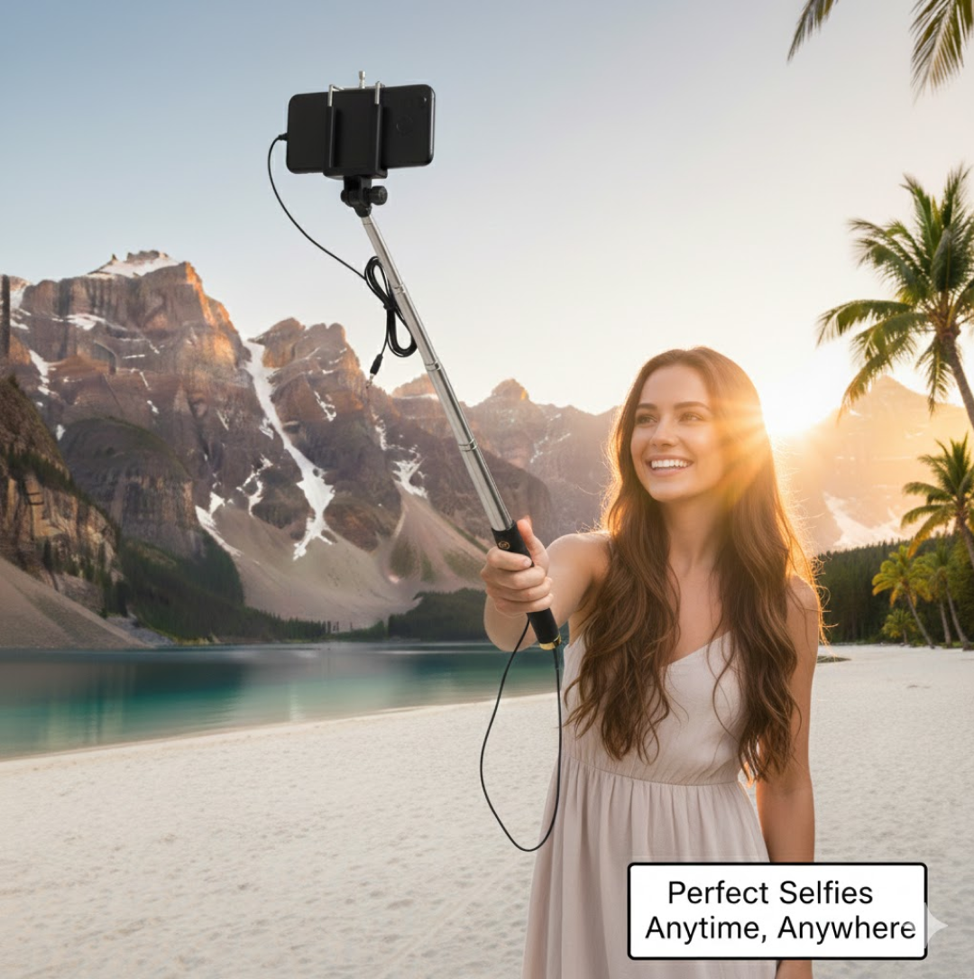DeoDap Selfie Stick Box with Aux Wire for All Smartphones