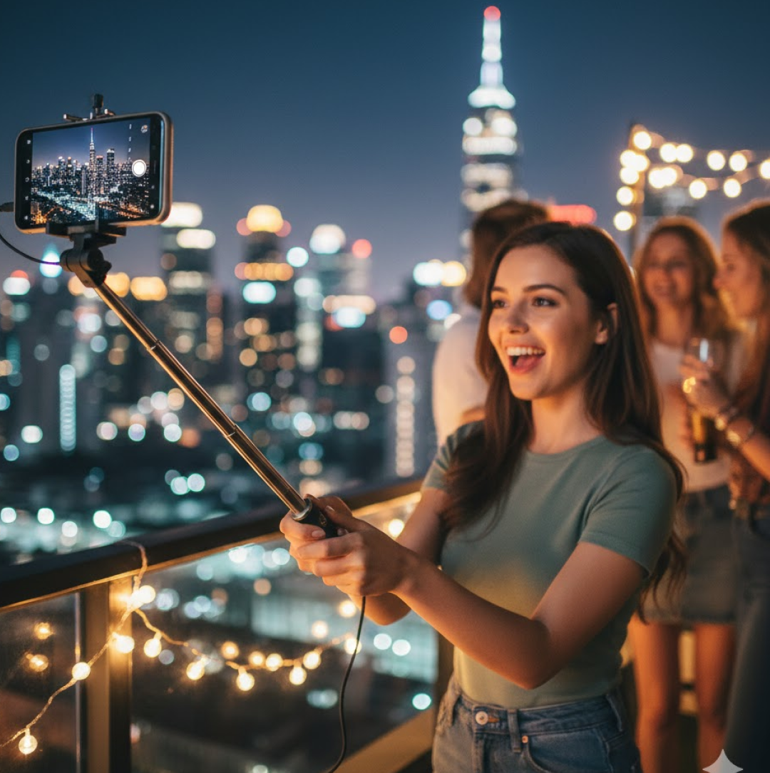 DeoDap Selfie Stick Box with Aux Wire for All Smartphones