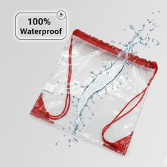 Diagram showing dimensions of the clear waterproof plastic stadium bag.