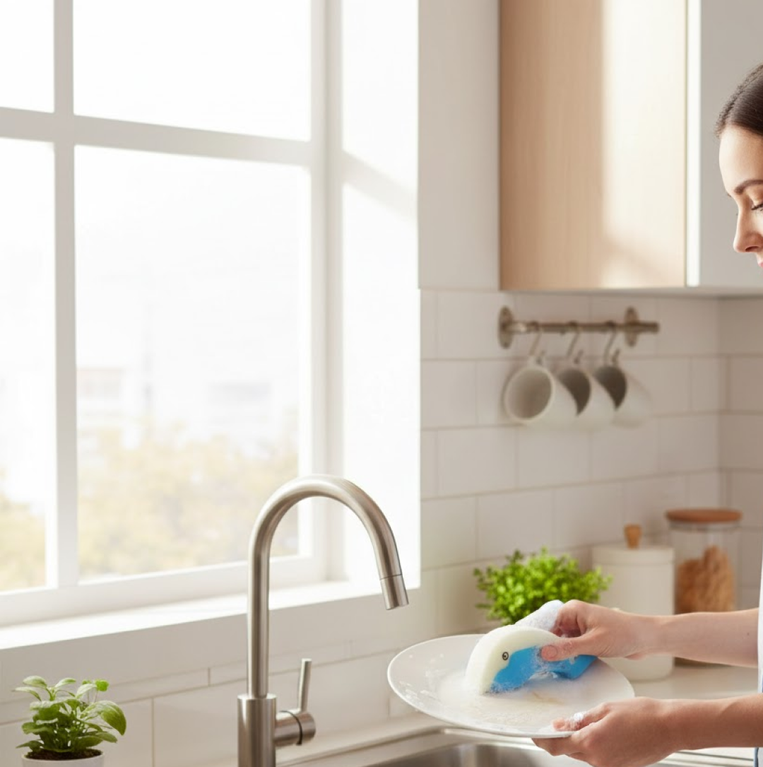 Dolfin sponge wiping kitchen counter