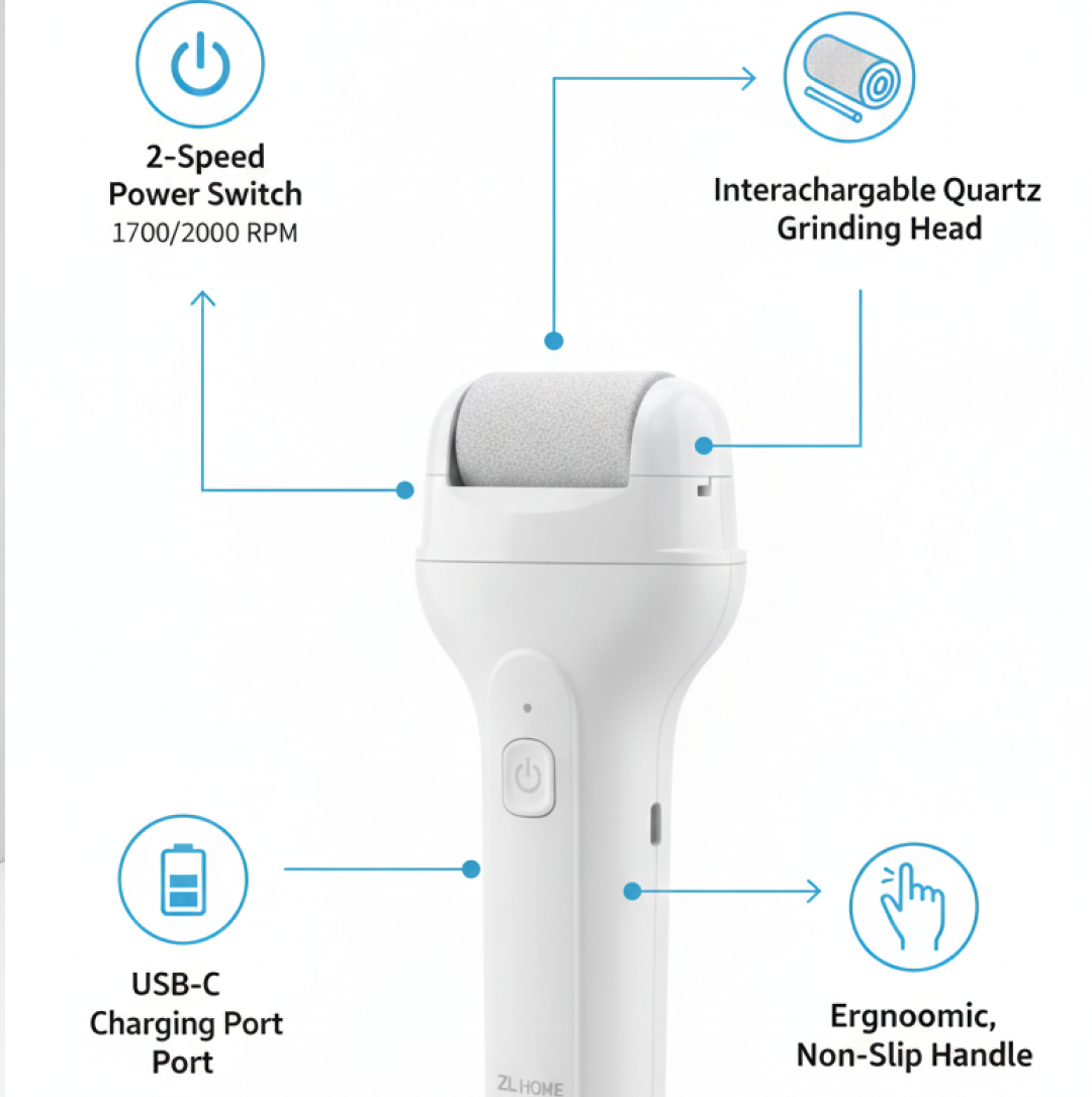Electric foot file speed control and charging indicators