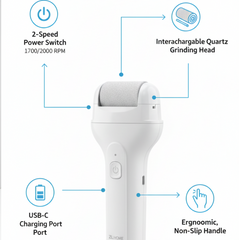 Electric foot file speed control and charging indicators