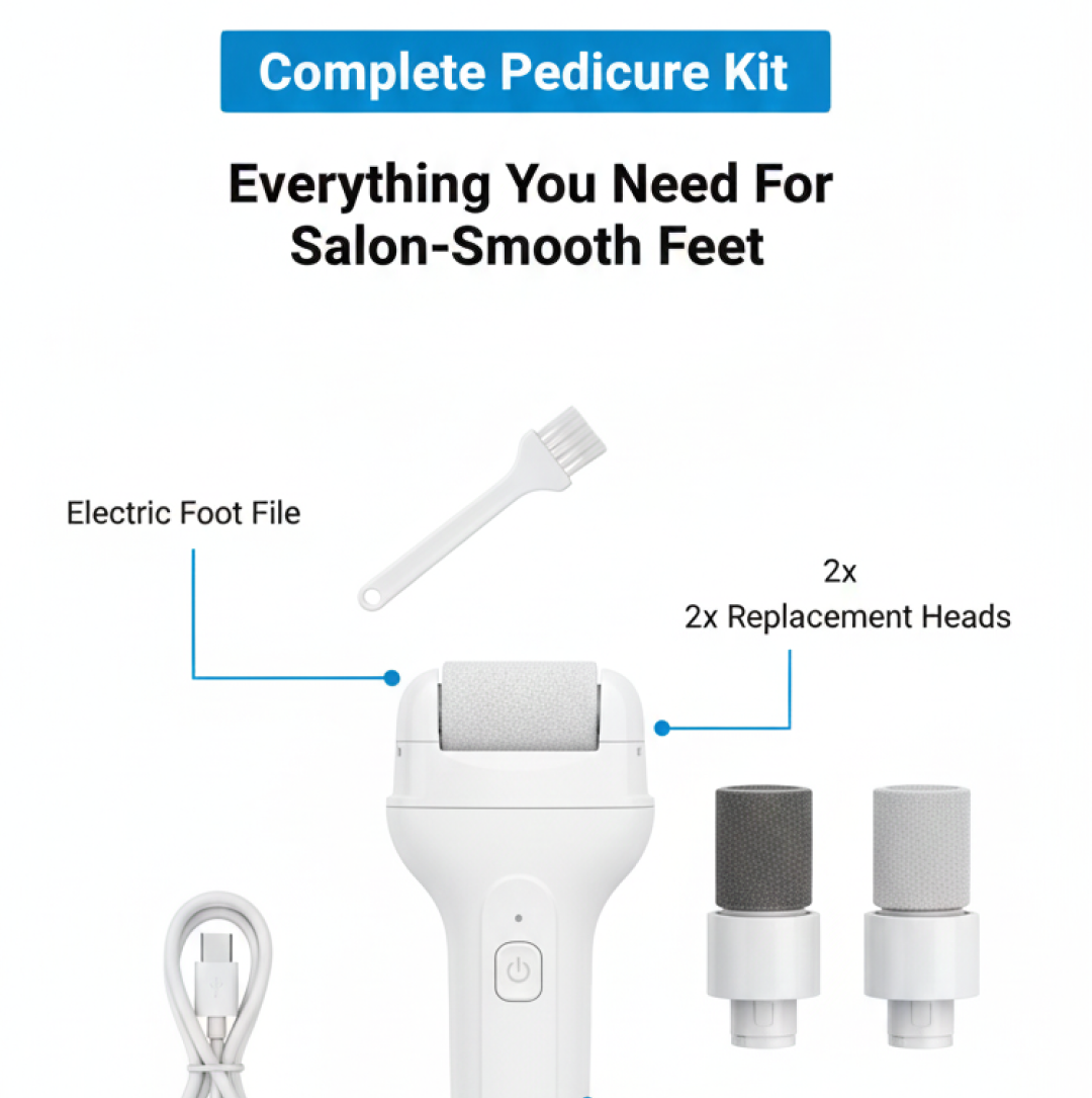 Electric foot file replacement roller heads