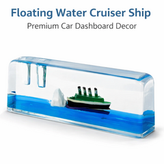 Close-up of floating cruiser ship inside liquid, showing detail