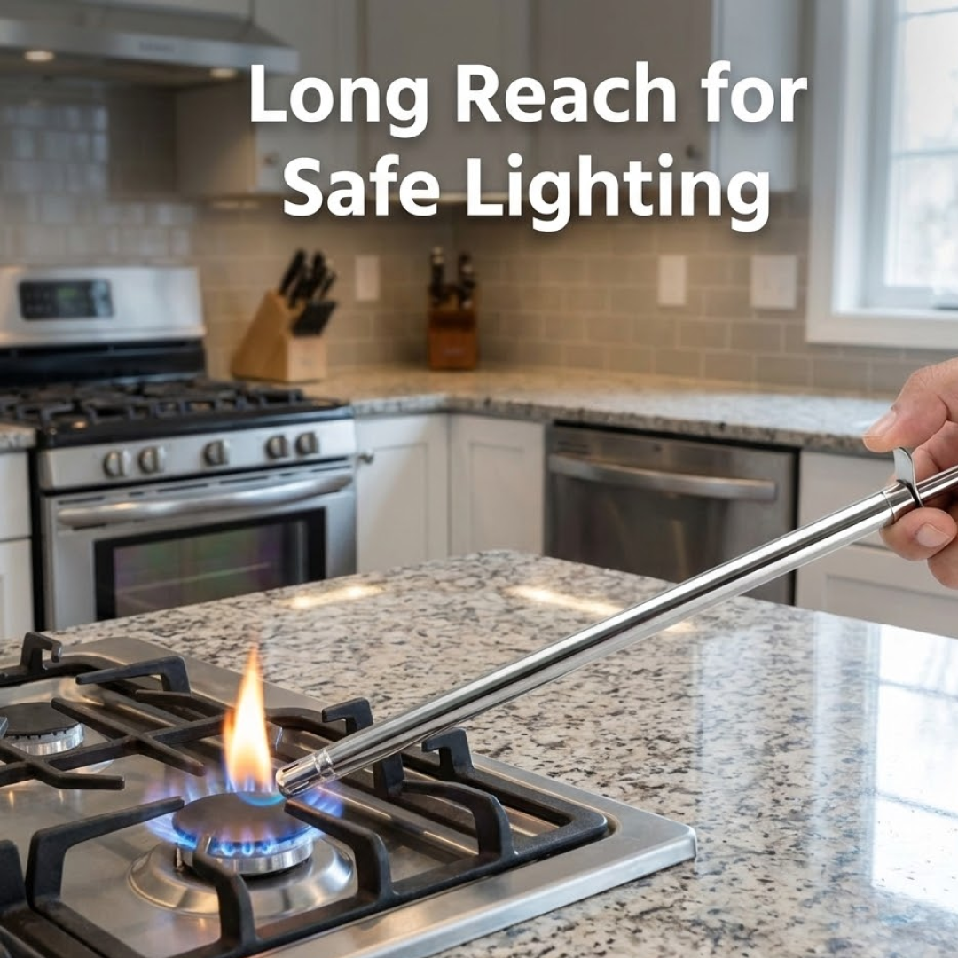 Long spark ignition from stainless steel gas lighter