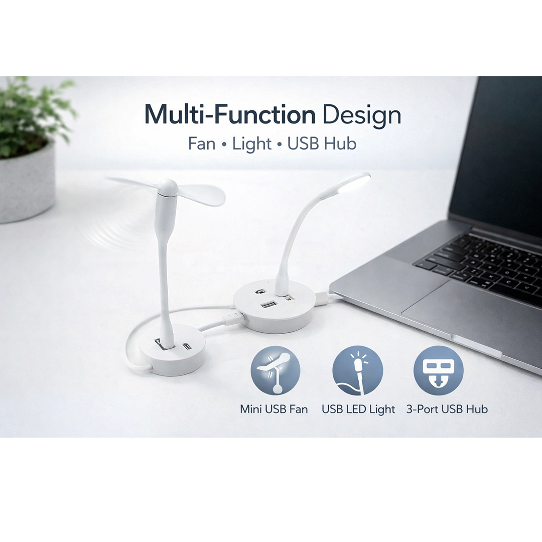 Product illustration USB Fan, Light & Hub