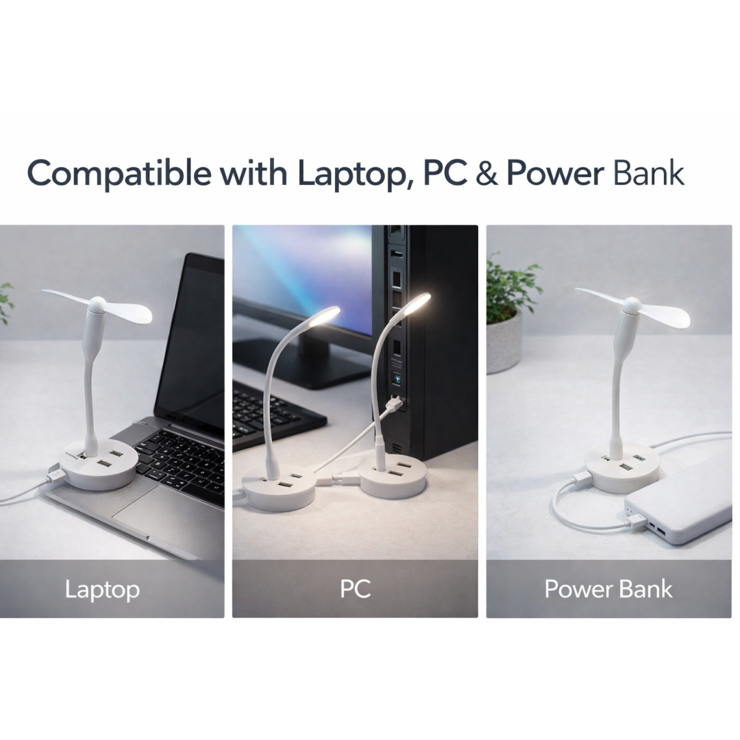 USB Fan and Light in use