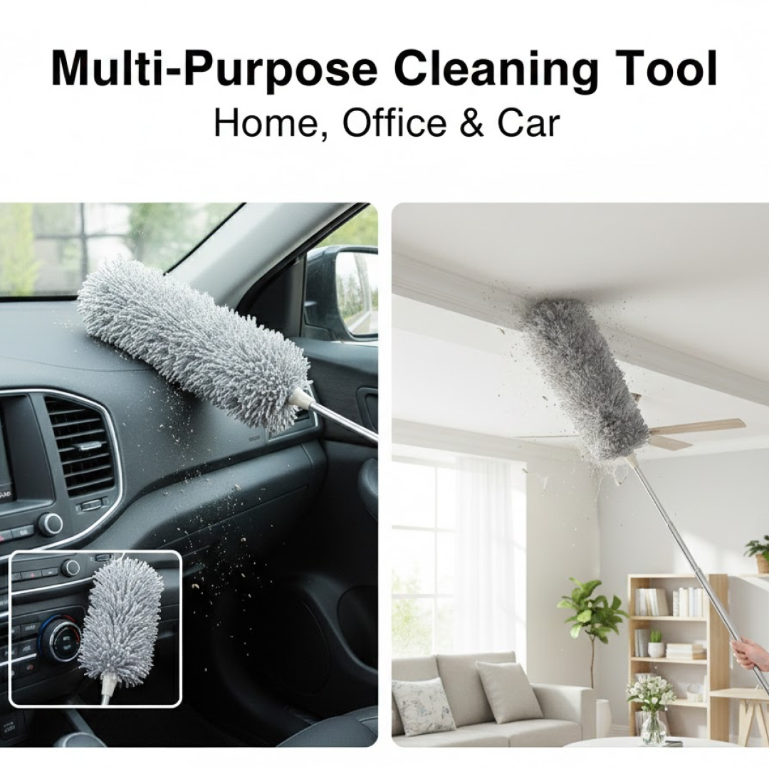 Comparison image of microfiber duster
