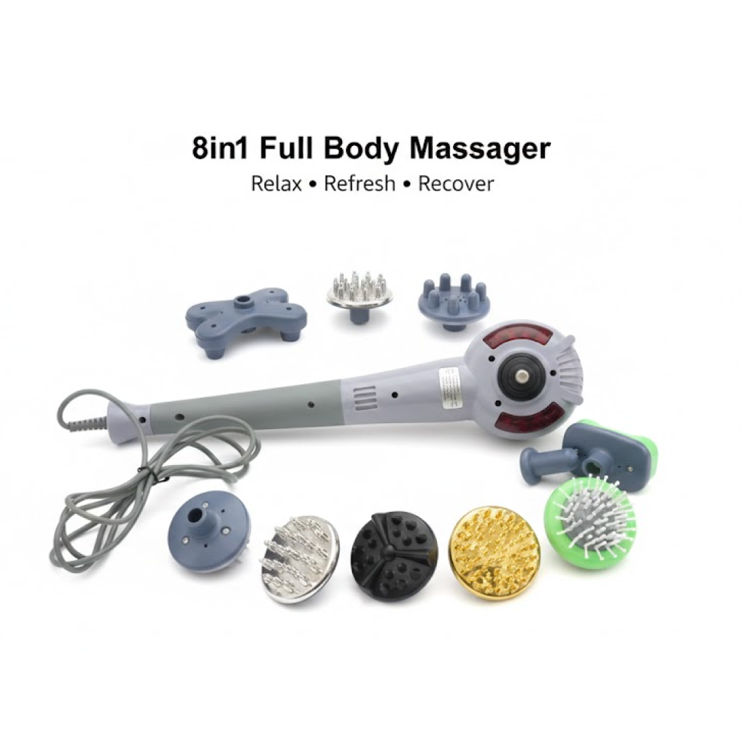 Different massage heads included with massager