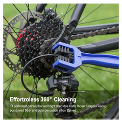 Multi-angle motorbike chain cleaning tool in use