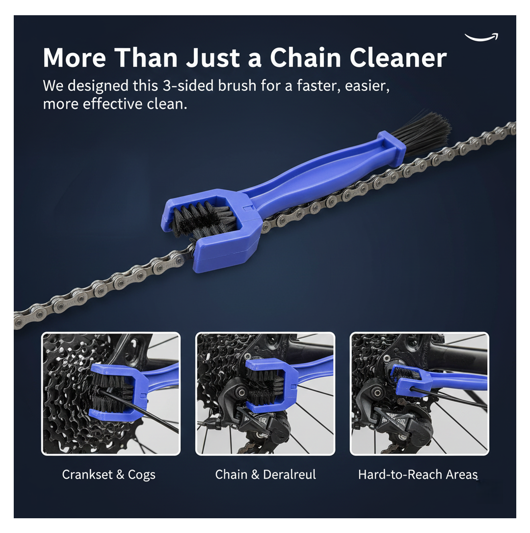 Detailed view of the chain cleaning tool lid and brushes