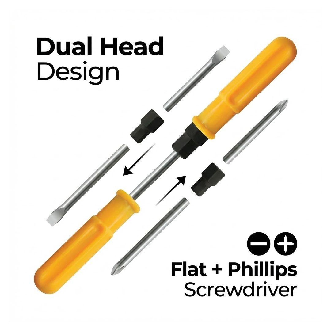 Multipurpose screwdriver set laid out
