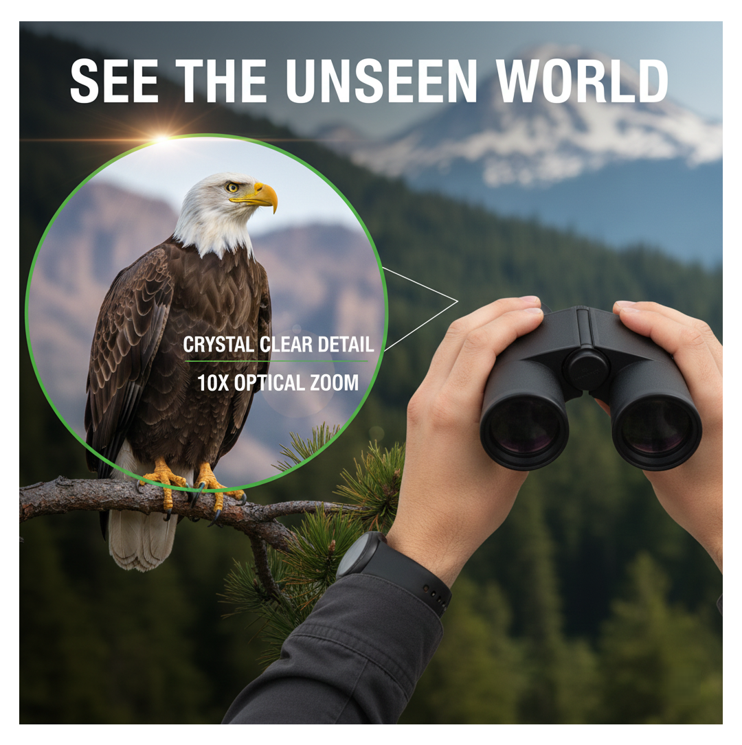 Learning Toy Binoculars held in child's hand outdoors