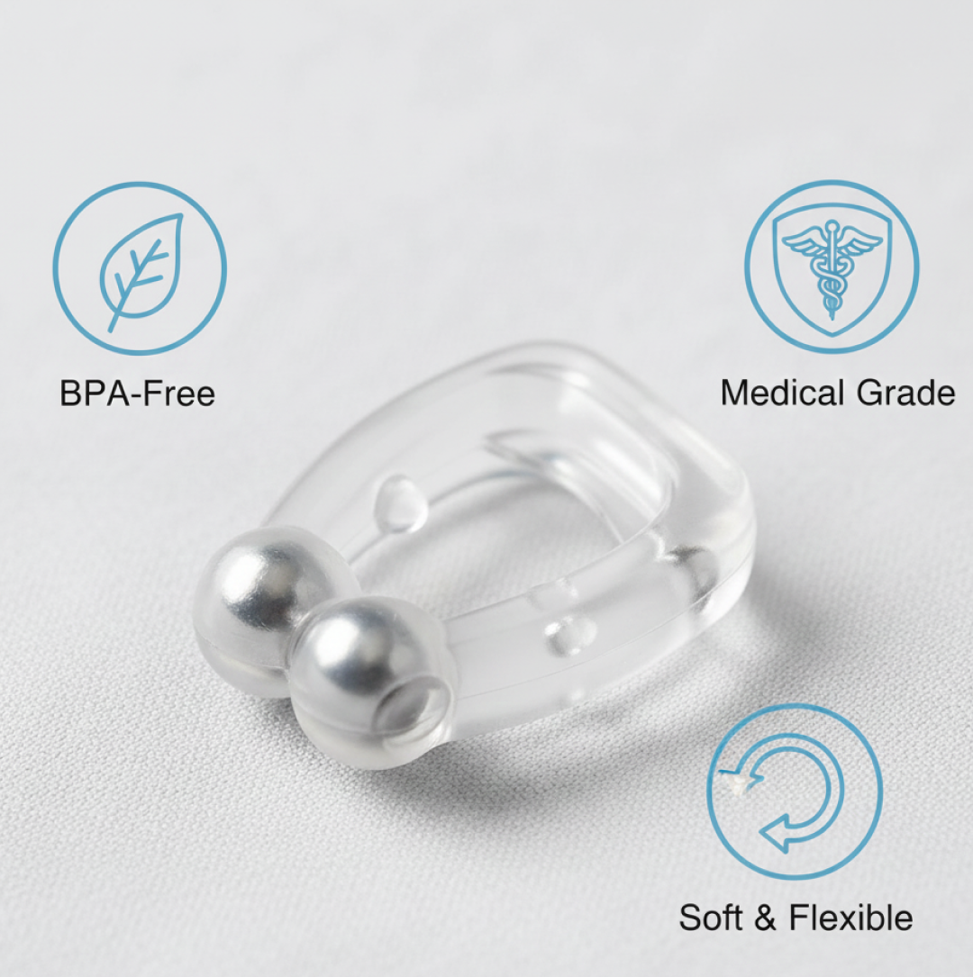 Anti-snore nose clip shown from side angle