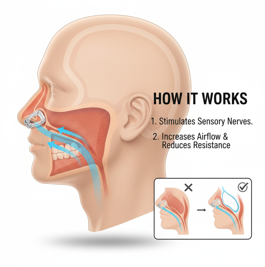 Close-up of silicone anti-snore nose clip