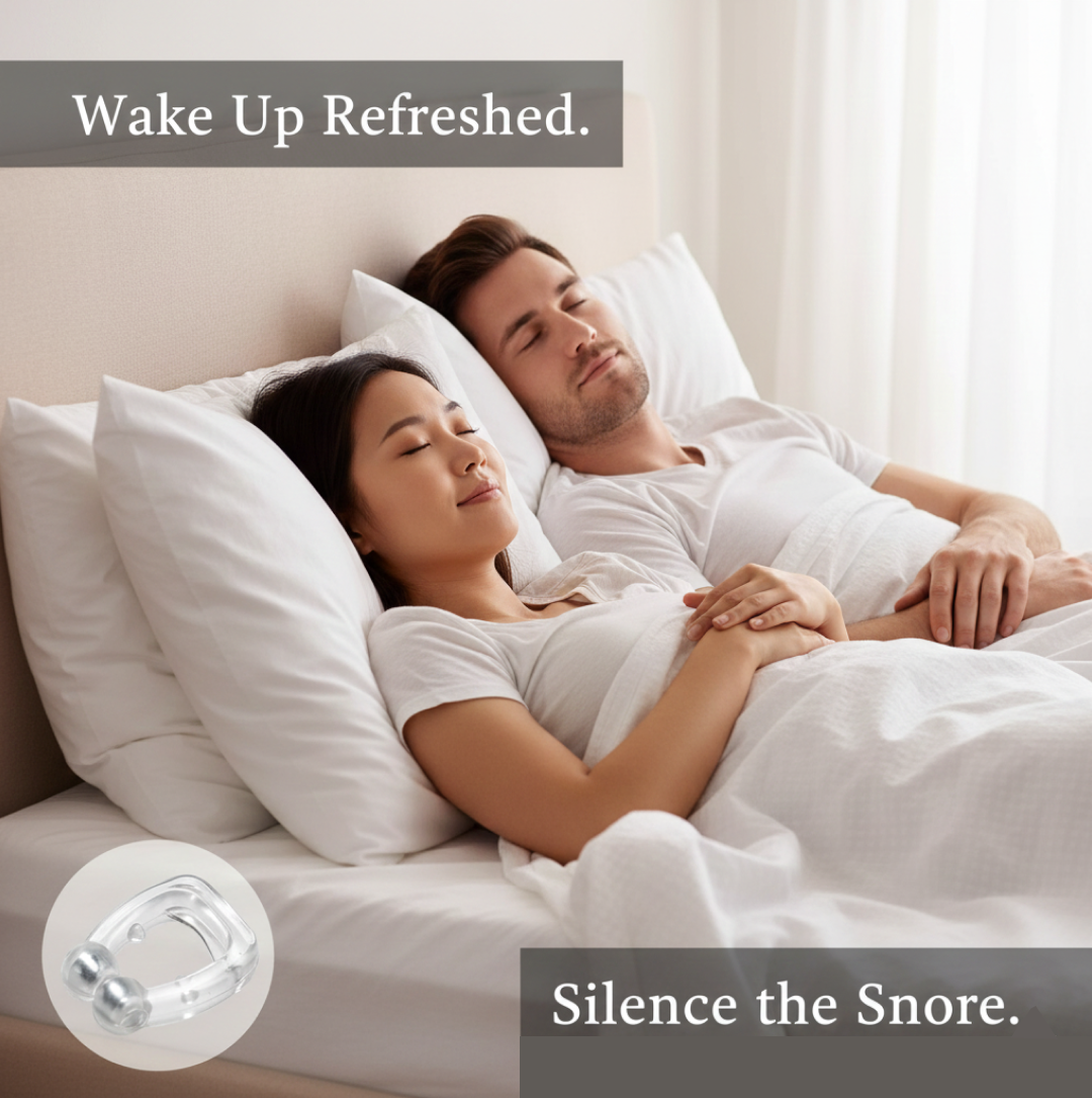 Anti-snore nose clip next to protective case