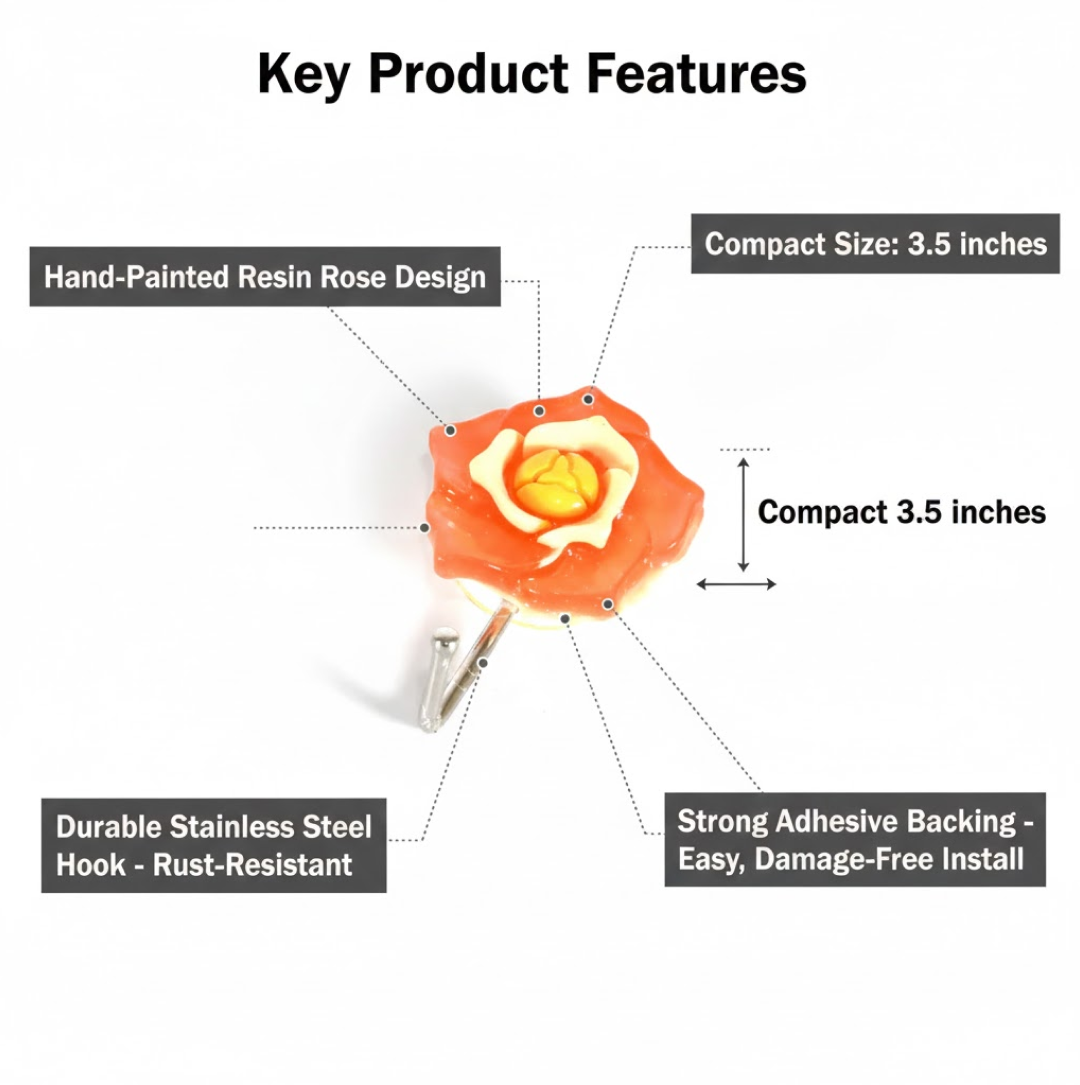 Multipurpose Self Adhesive Wall Hook â€“ Load Capacity Up to 1 Kg (Mix Design / 1 Pc)