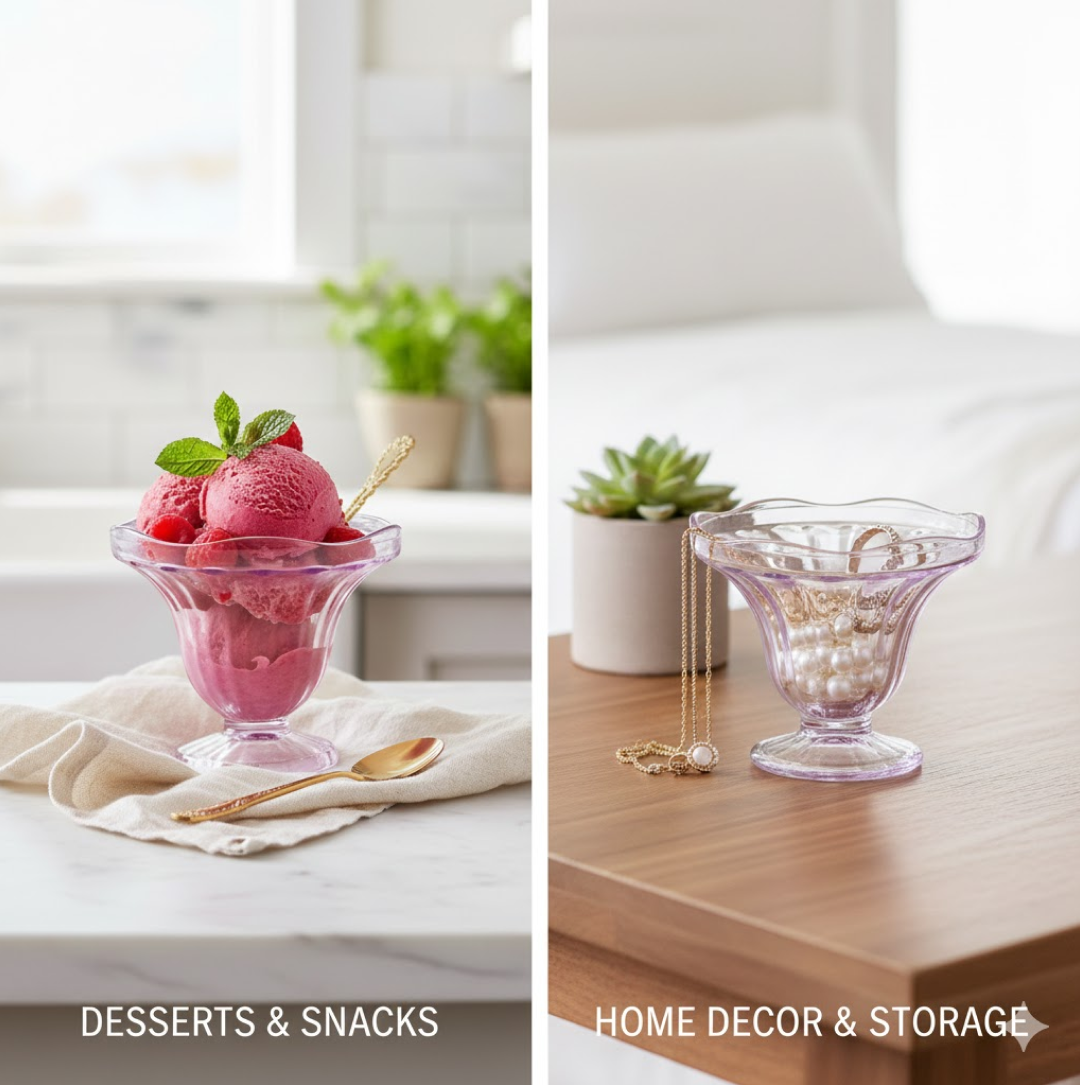 Crystal Plastic Ice-Cream Bowl Set â€“ Serving Bowls (6 Pc)