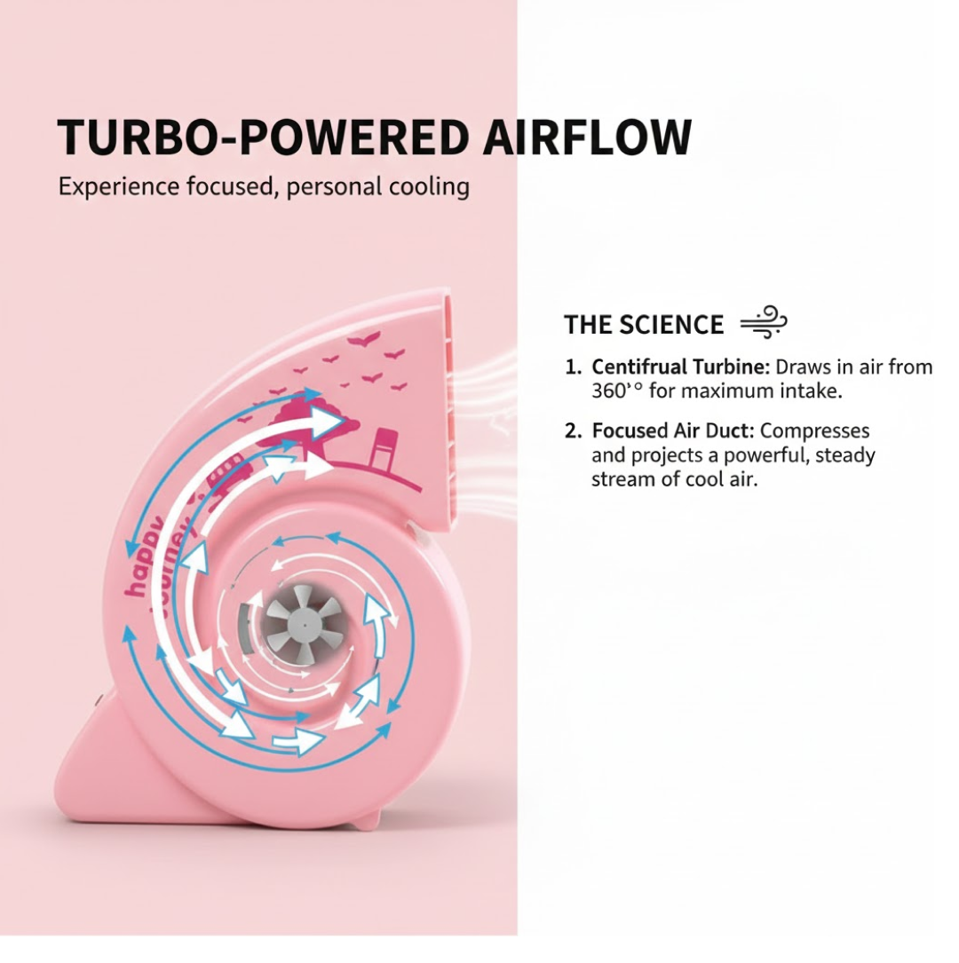 Side view of portable USB mini fan