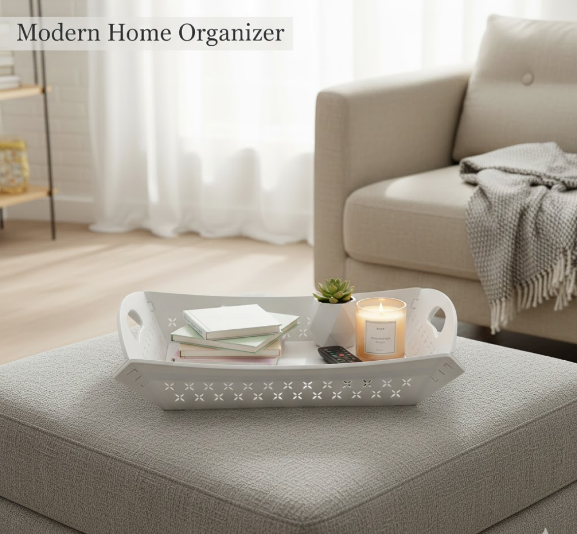 Foldable tray angle view with dimensions