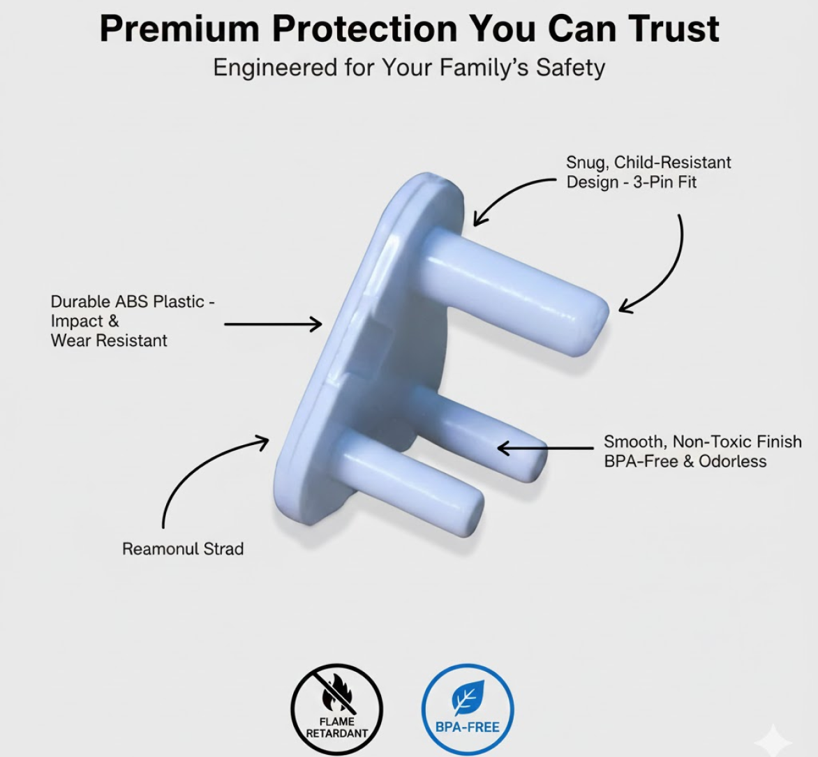 Side view of baby electrical socket cover plug protector