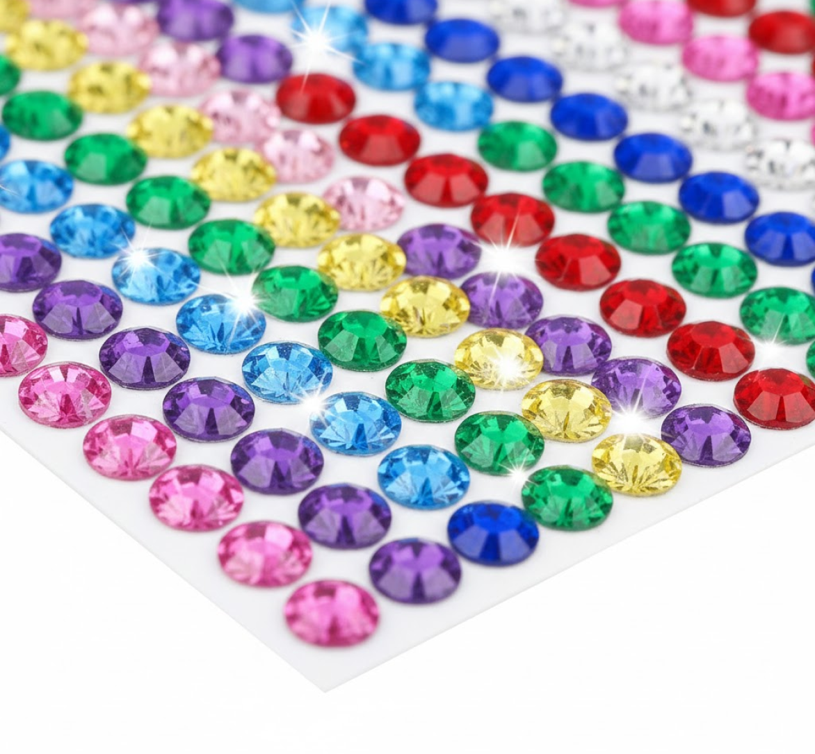 Crystal stickers on sheet for crafts and decoration