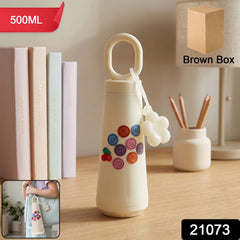 Closed 500ml glass water bottle with handle and cherry charm