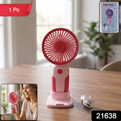 Mini handheld fan & detachable stand in packaging