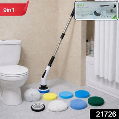 9-in-1 Electric Cleaning Brush with Long Extendable Handle (1 Set)