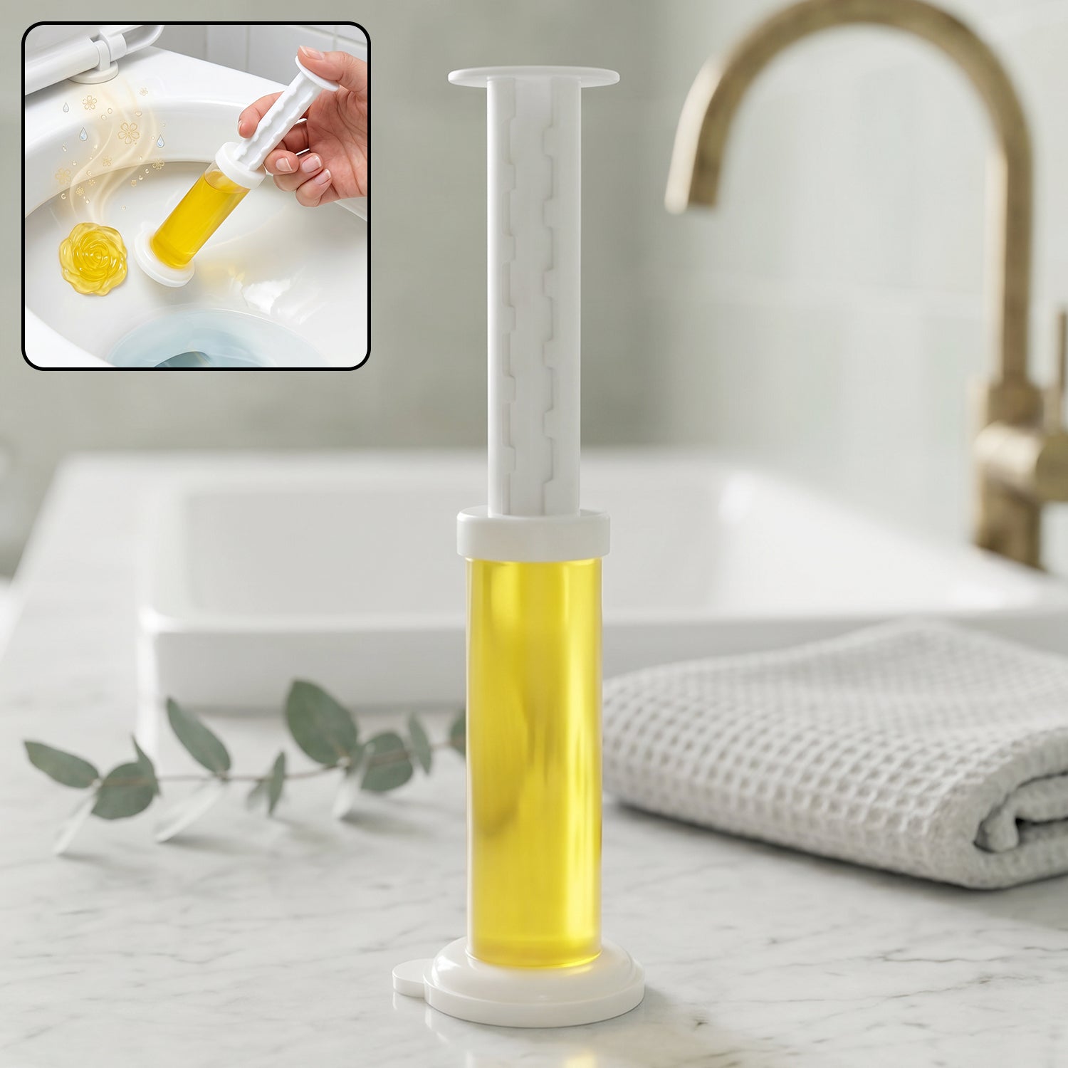 Flower-shaped toilet gel cleaner in packaging
