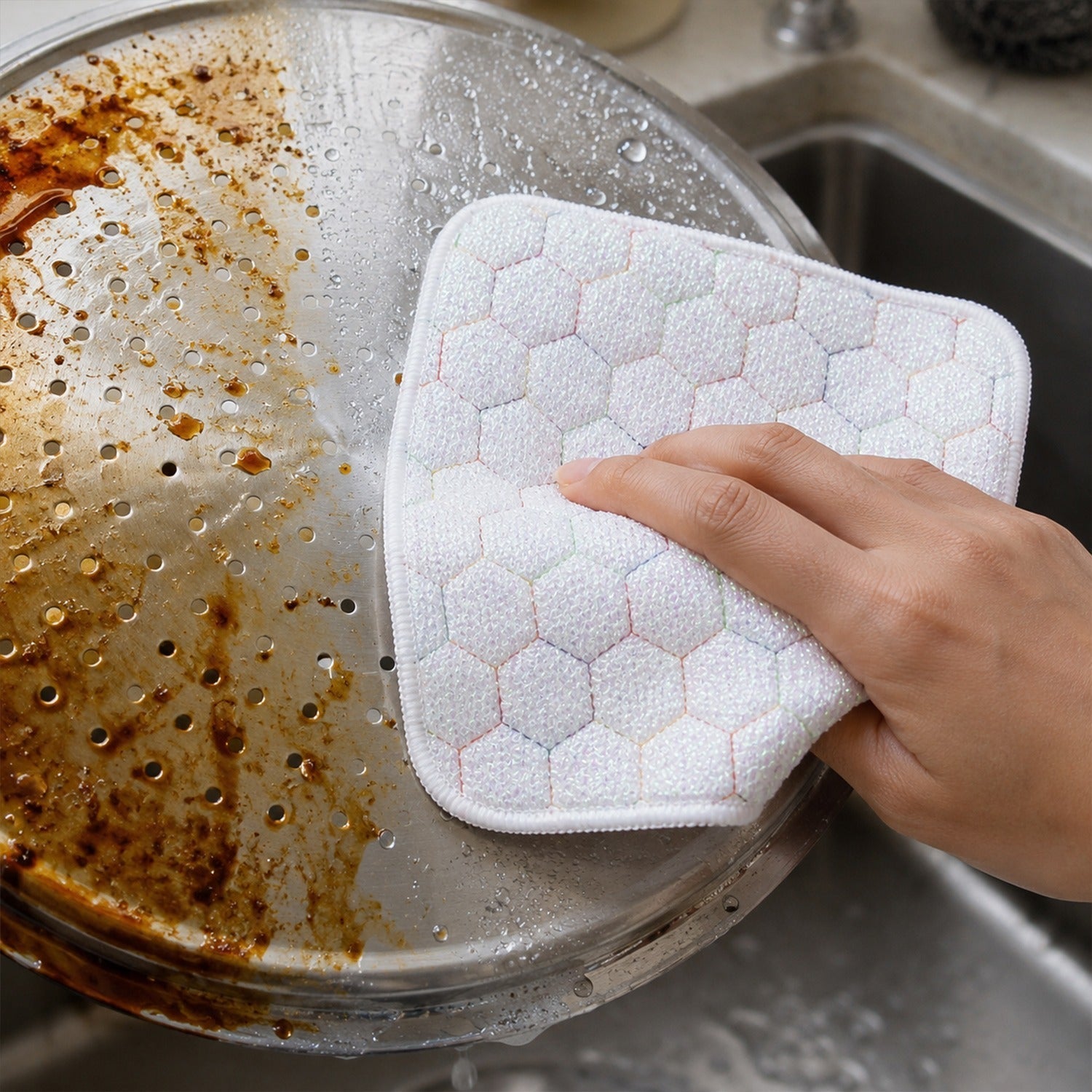 Scrubber pad dish washing use