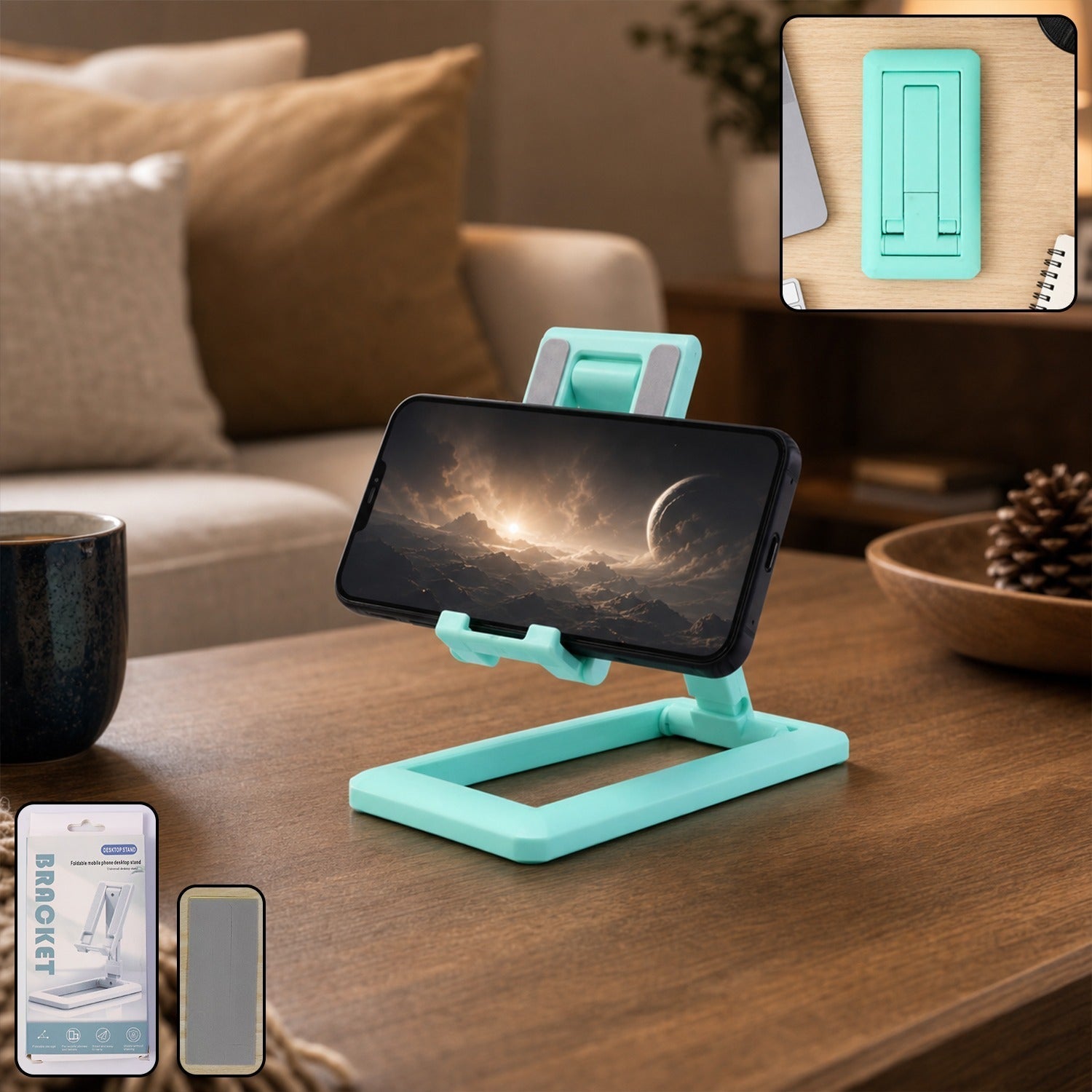 Foldable mobile phone holder stand