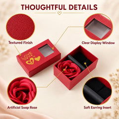 Red rose jewellery gift box - rose and insert details