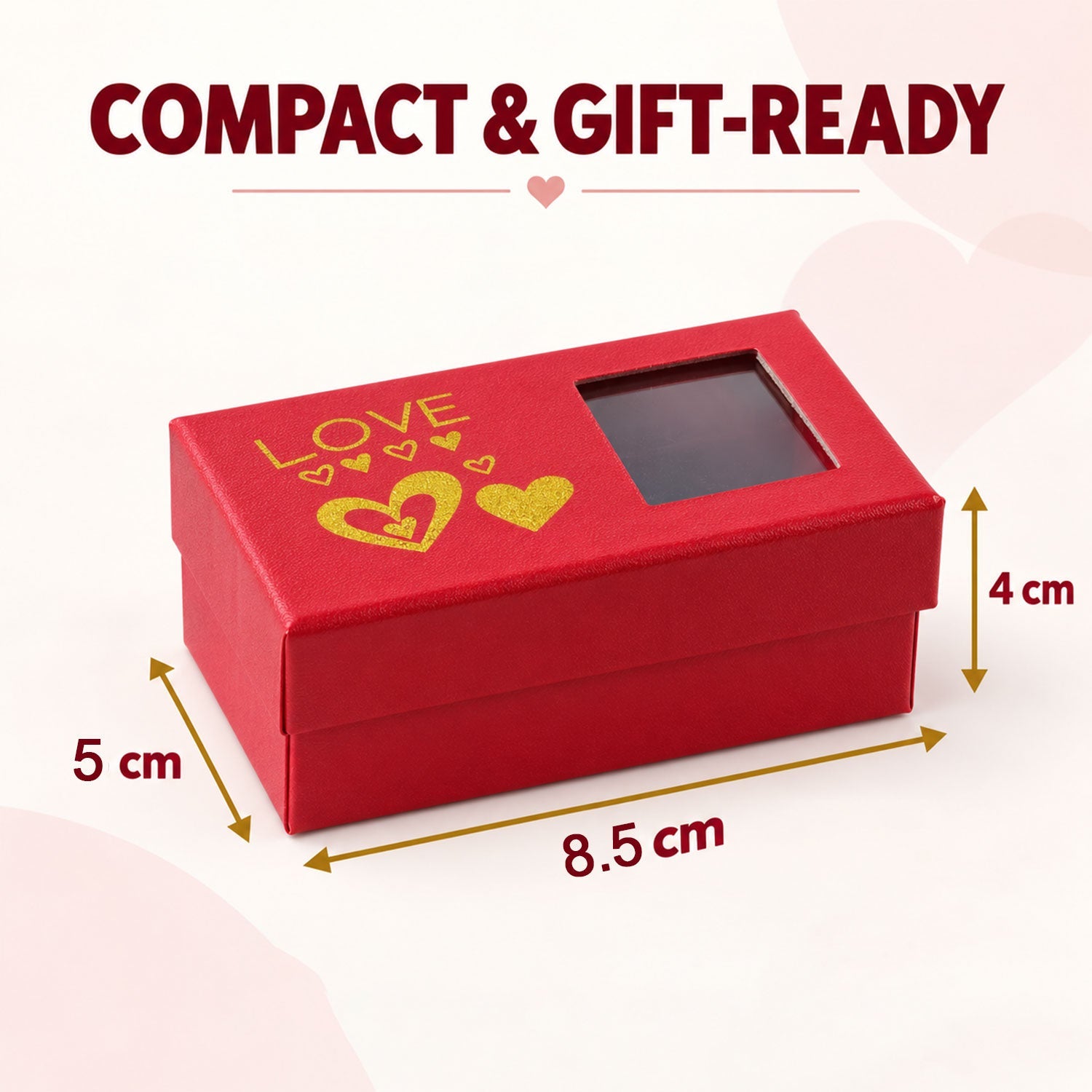 Red rose jewellery gift box - dimensions