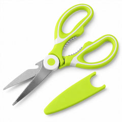 Multipurpose kitchen scissors with protective cover - white background