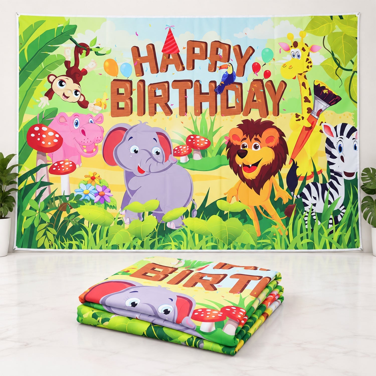 Jungle backdrop curtain white bg