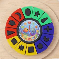 Shape sorter toy featuring clock face