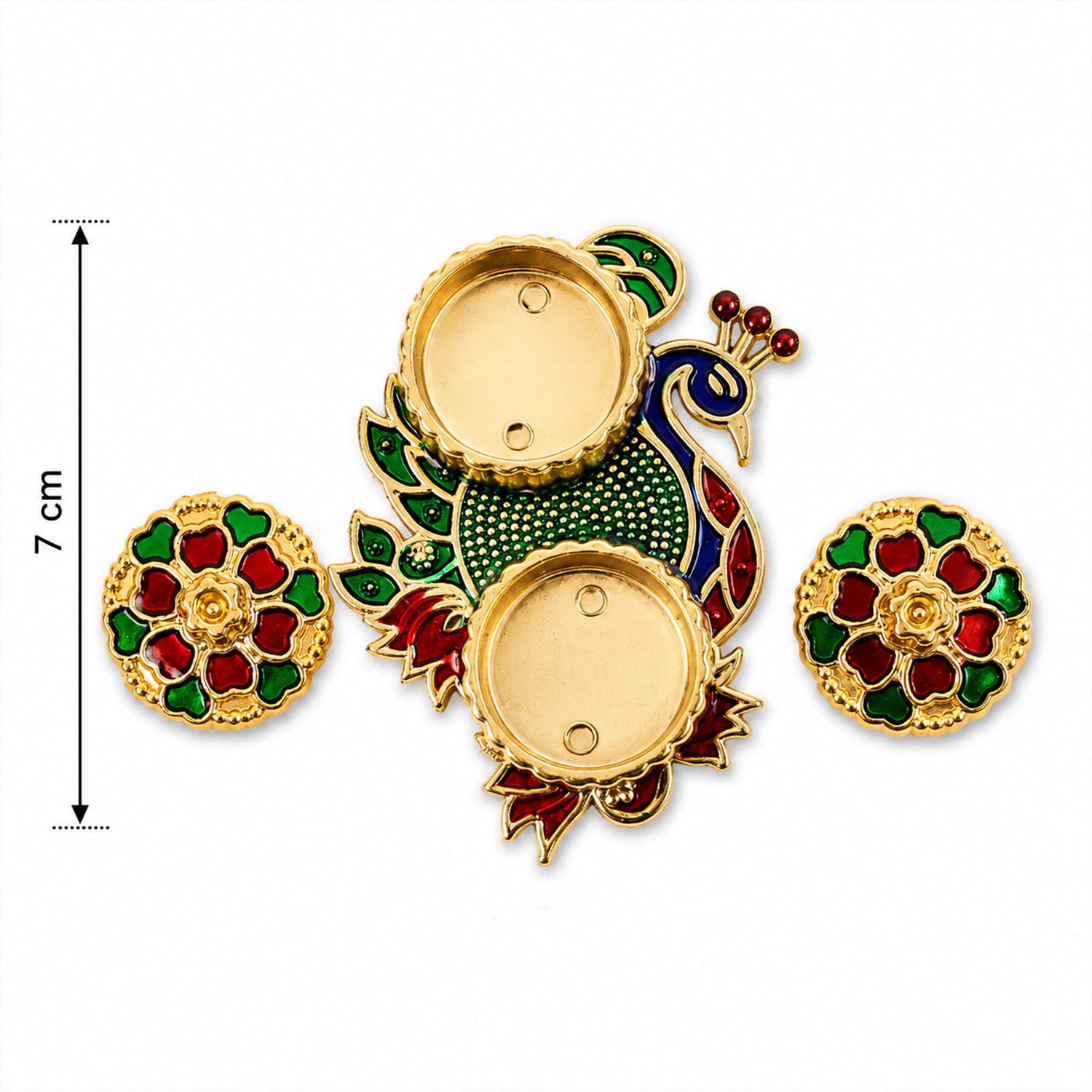 Peacock kumkum dani with dimensions