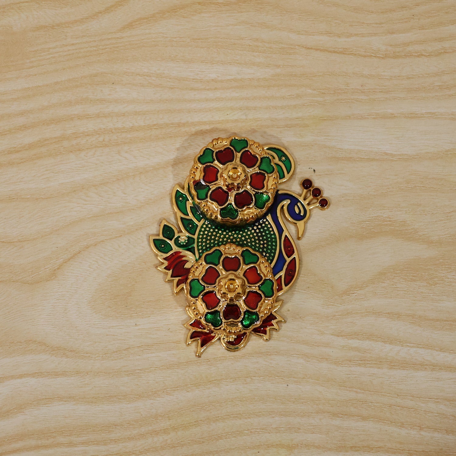 Peacock kankavati holder in use for pooja