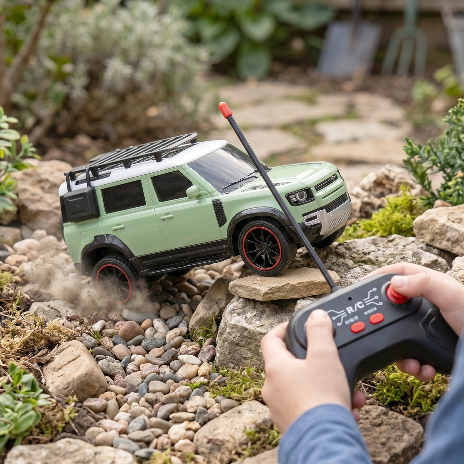 Kids playing with RC car toy