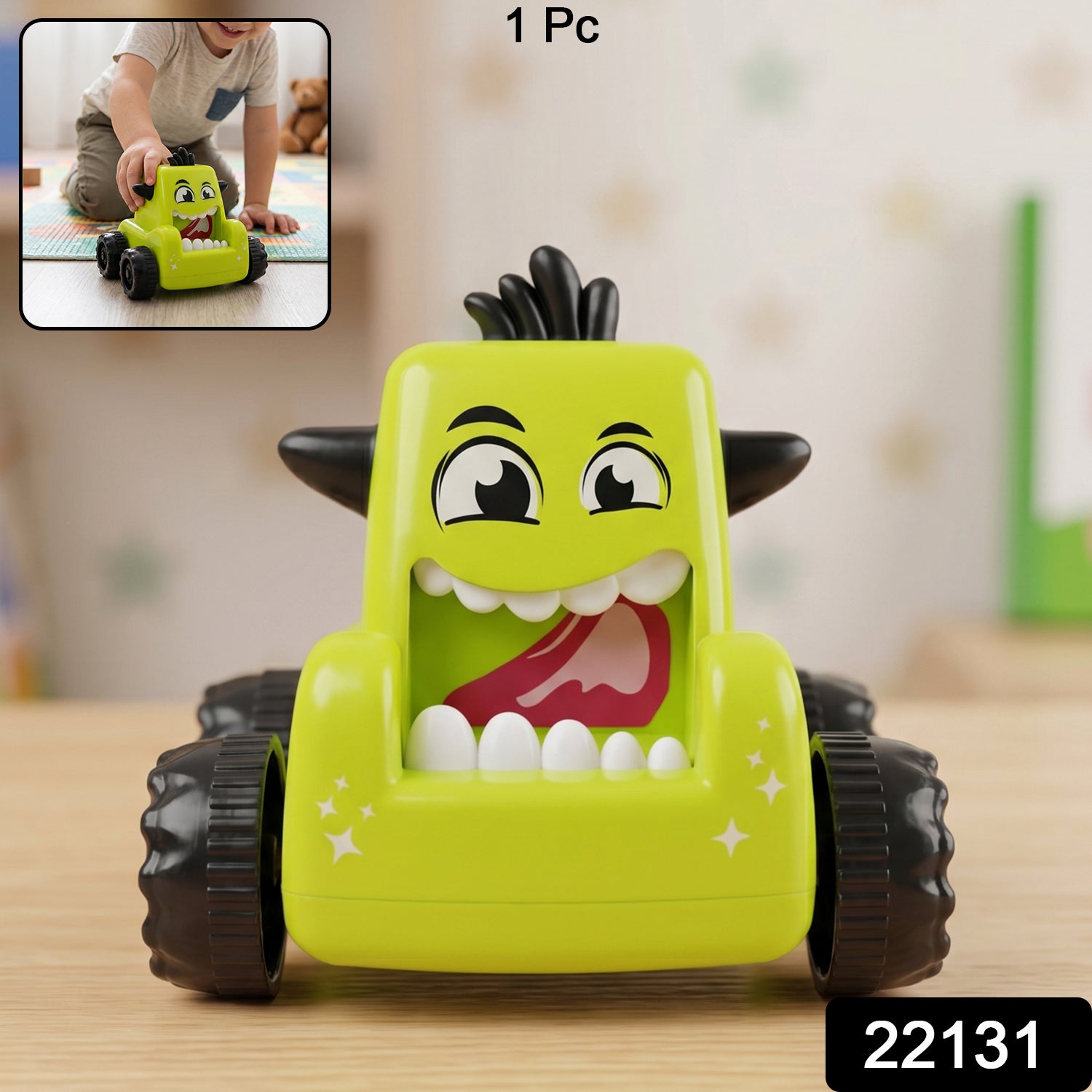 Assorted cartoon monster push back car toy packaging