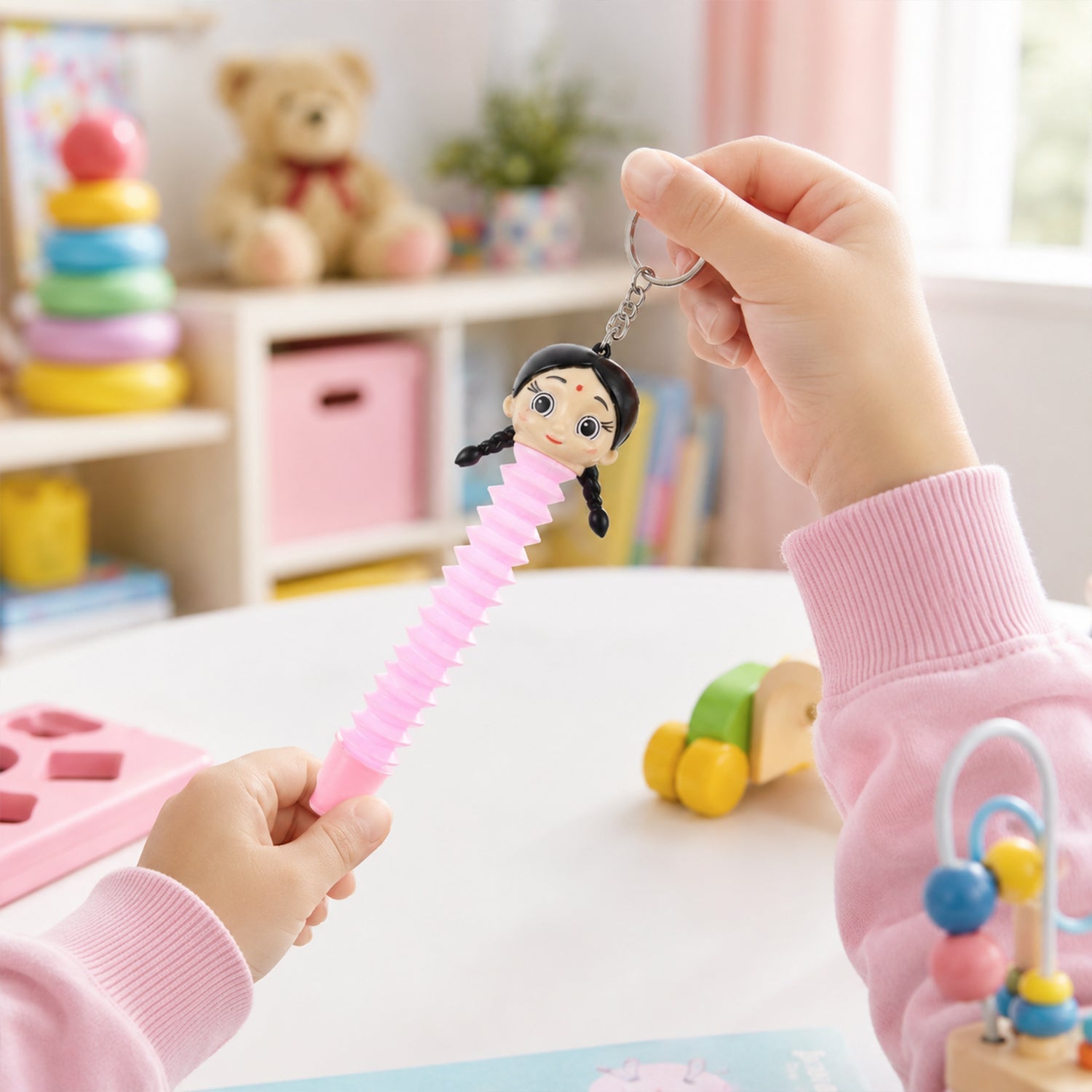 Pop tube sensory toy play