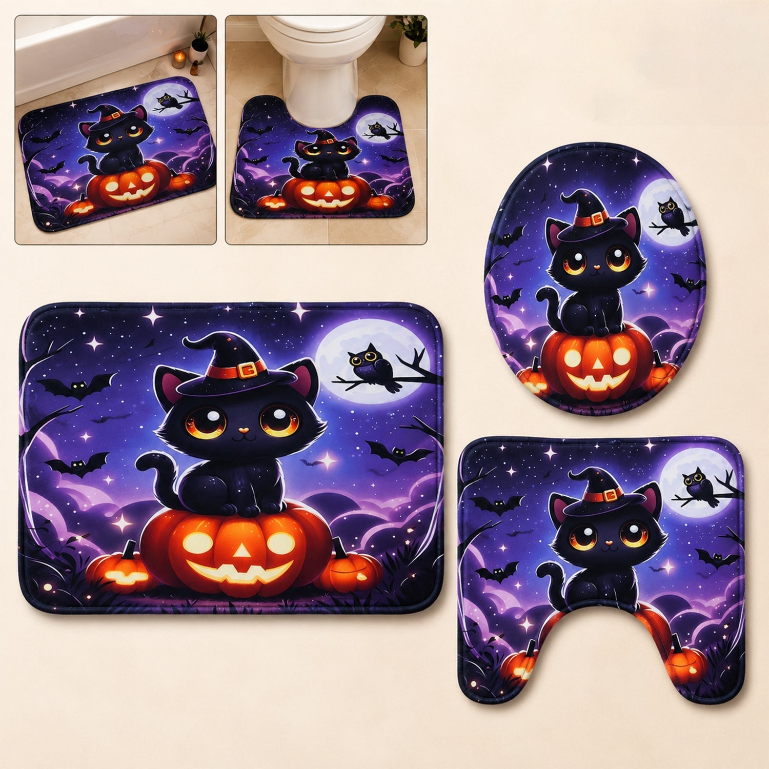 Anti slip absorbent bath rugs