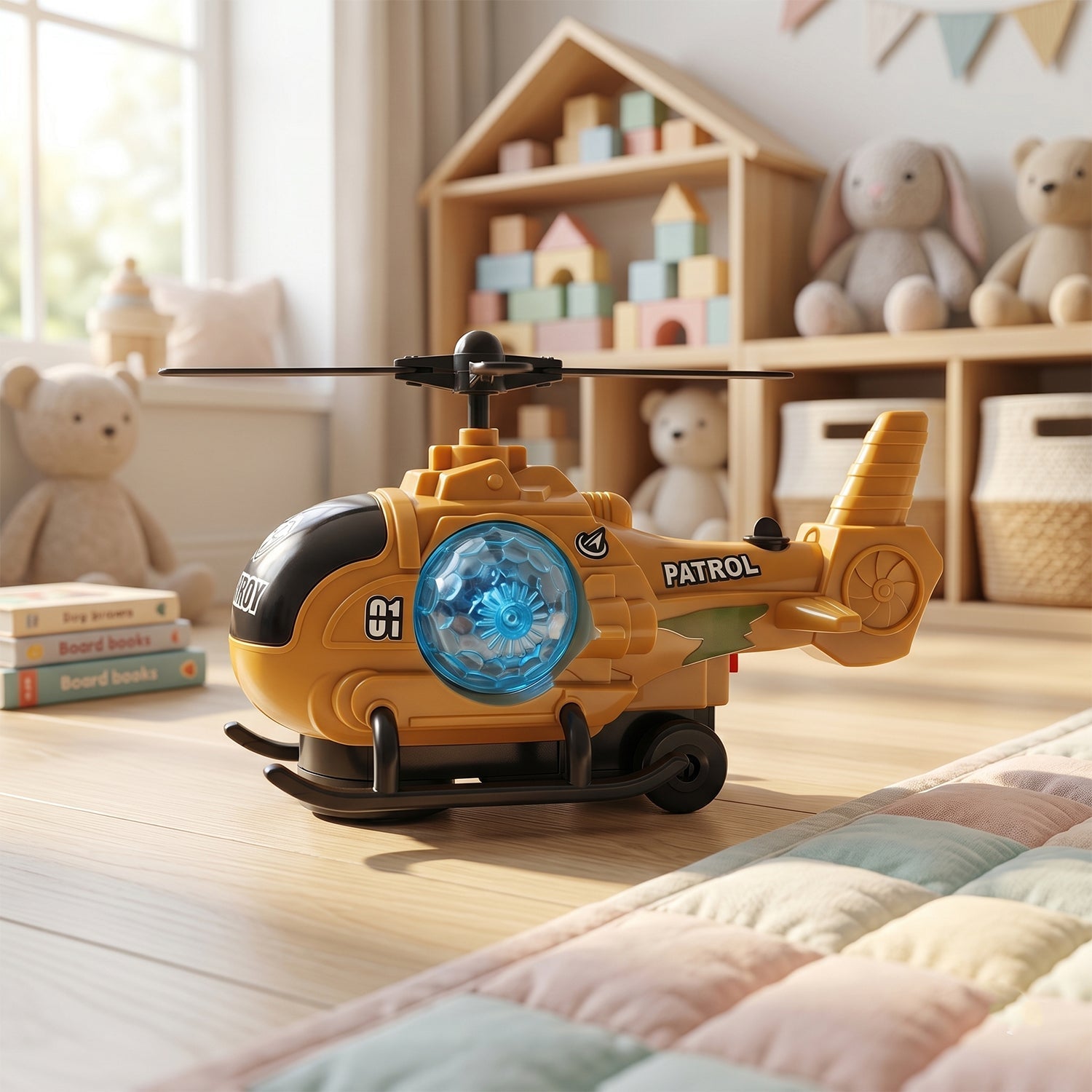Military helicopter lights music