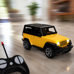 RC jeep toy in action with kids playing
