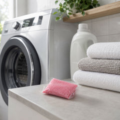 Washing machine cleaner granules in drum
