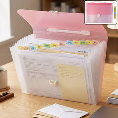 Plastic 13 pocket expanding document folder handle
