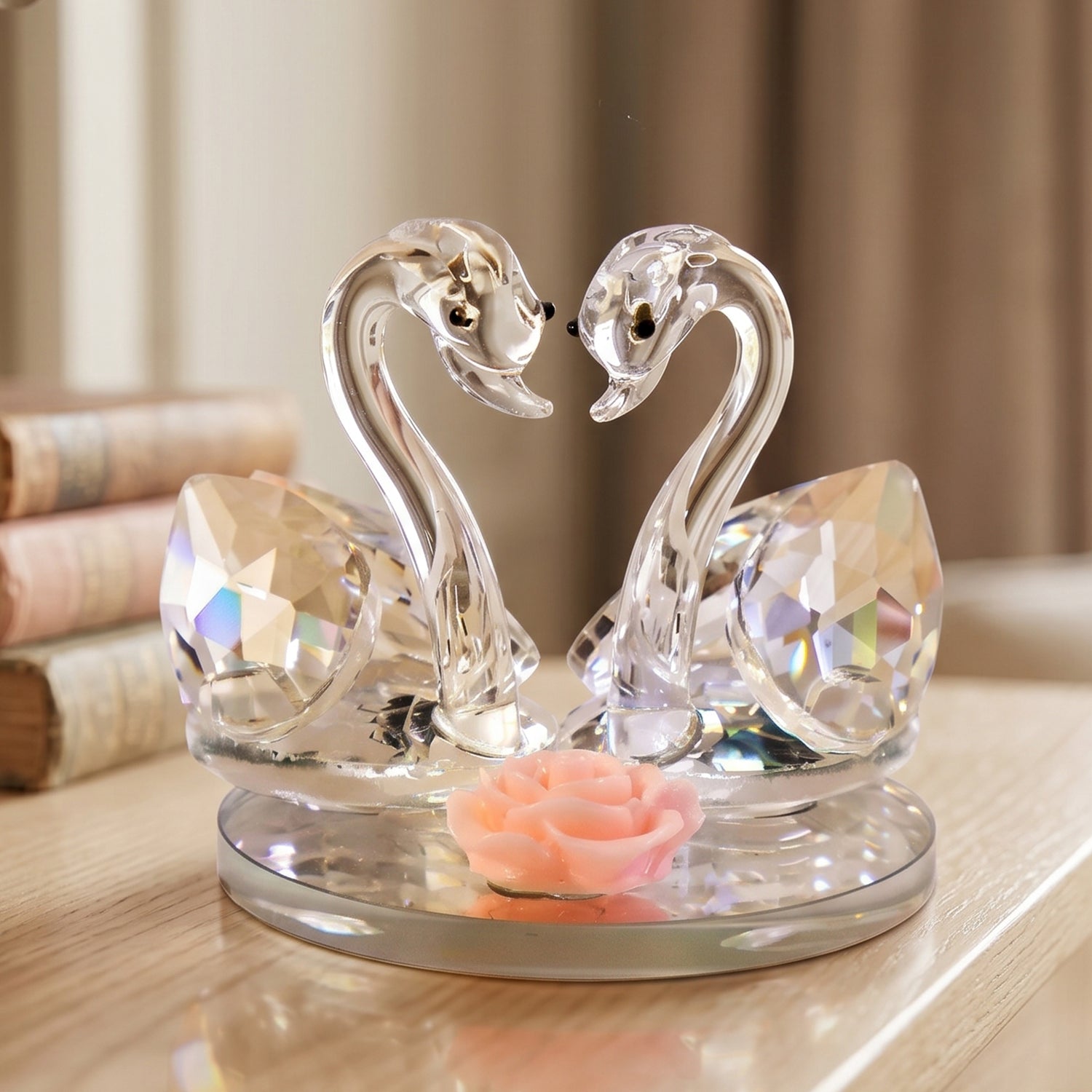 Glass swan pair gift use