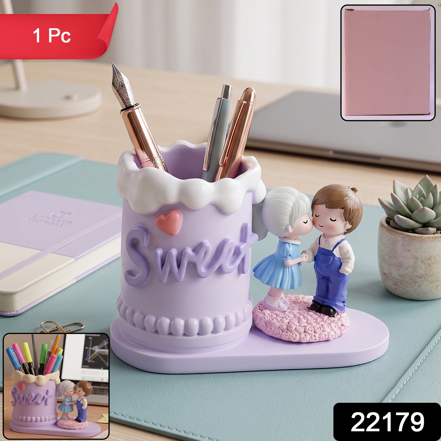 Couple pen holder in retail packaging